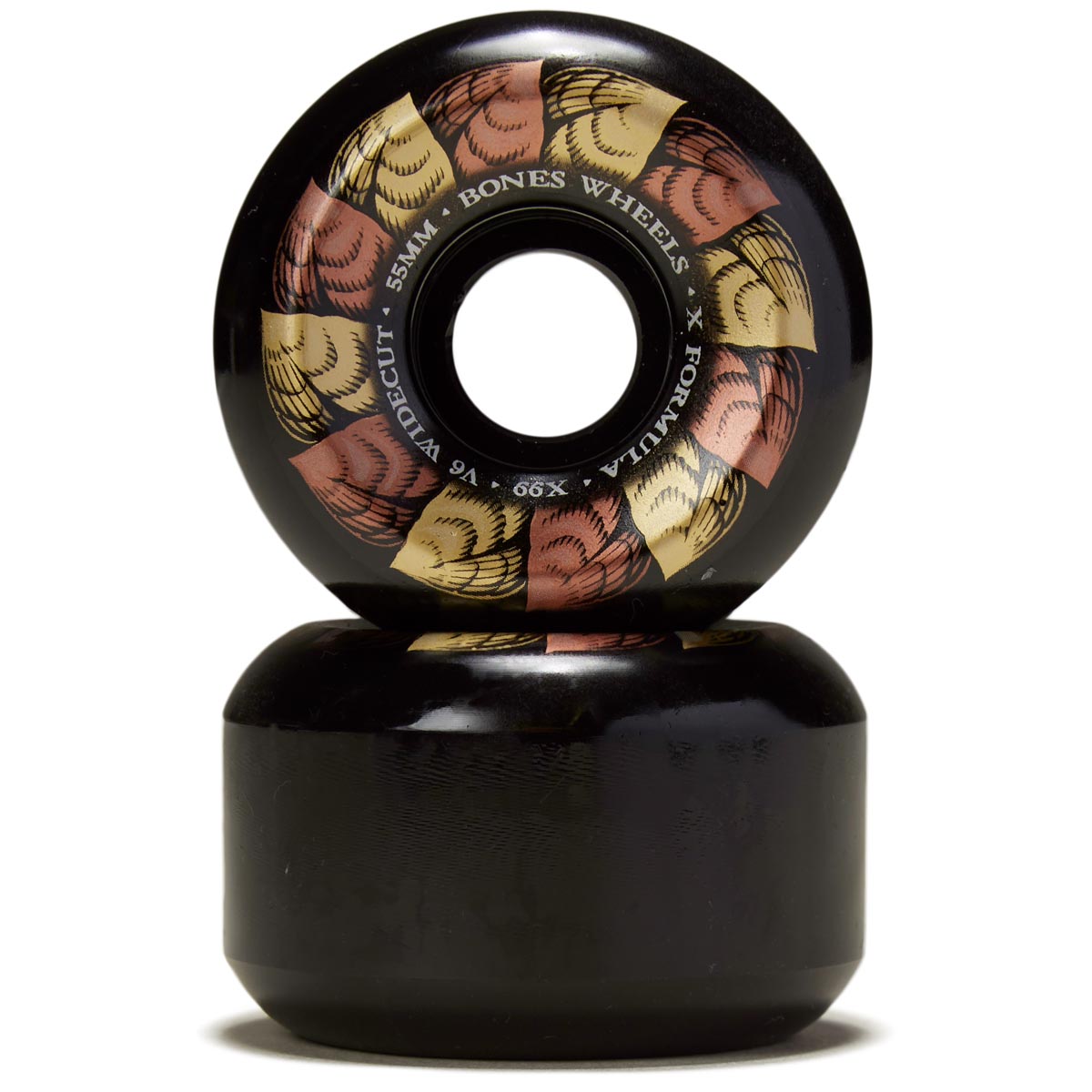 Bones X-Formula Leaving 99a V6 Wide-Cut Skateboard Wheels - Black - 55mm image 2