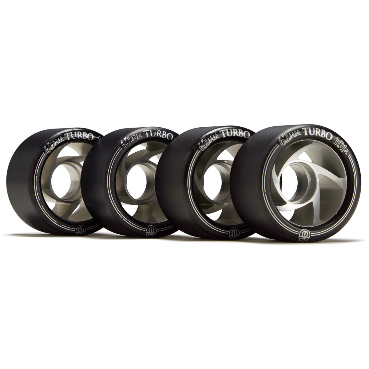 Rollerbones Turbo Clear Aluminum Hub Speed Derby 101A Skate Wheels - Black - 62mm image 1