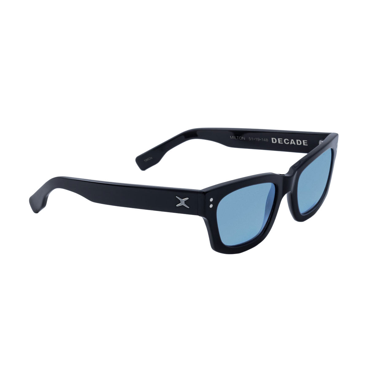 DECADE　MILTON60s Decade Milton 60s Sunglasses - Gloss Black Acetate/Blue CR39