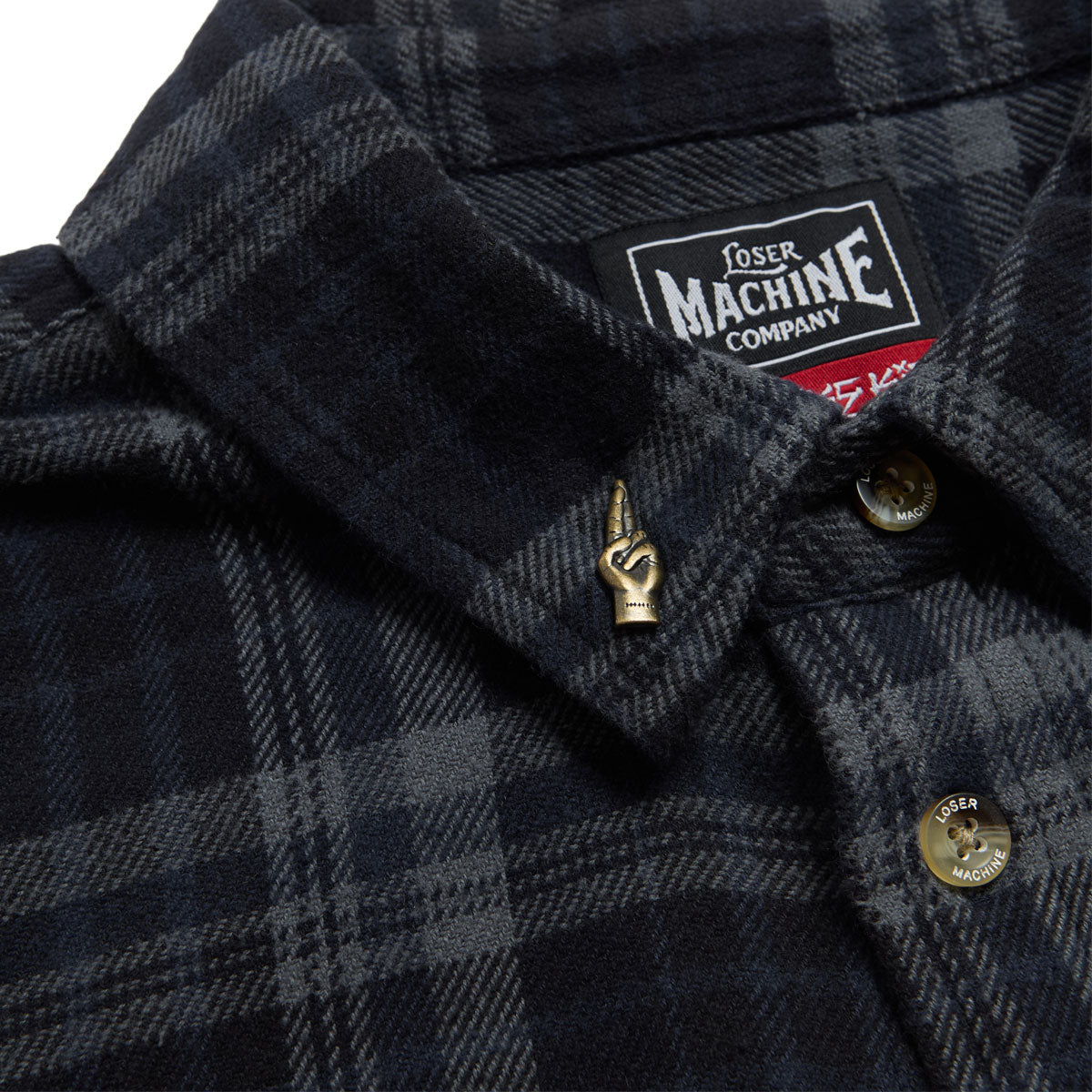 Loser Machine Step Up Flannel Shirt - Black/Navy image 4