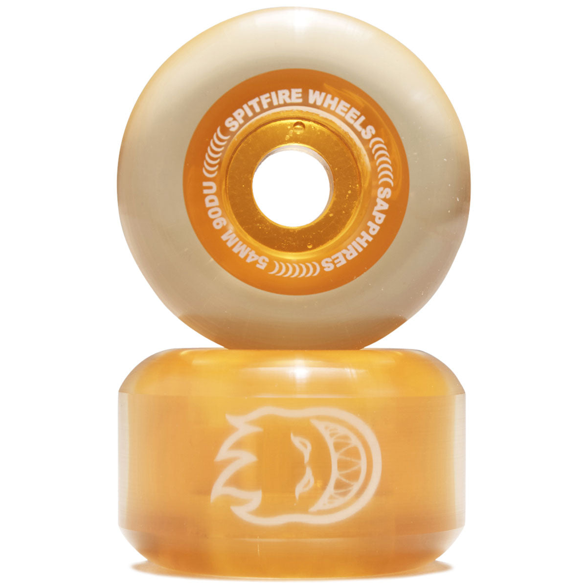 Spitfire 90d Sapphires Skateboard Wheels - Clear Orange - 54mm image 2