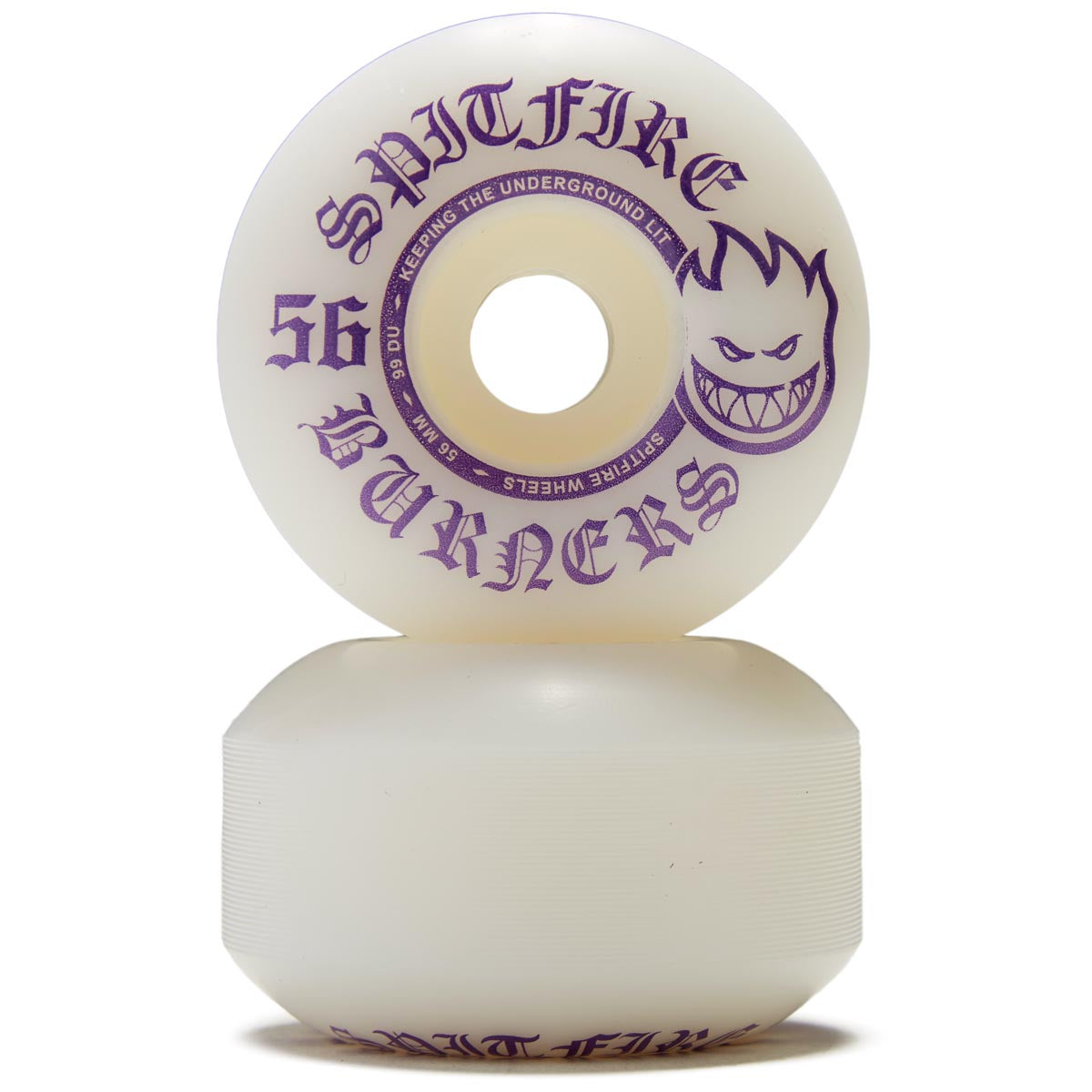 Spitfire 99du Burner Skateboard Wheels - White/Purple - 56mm image 2