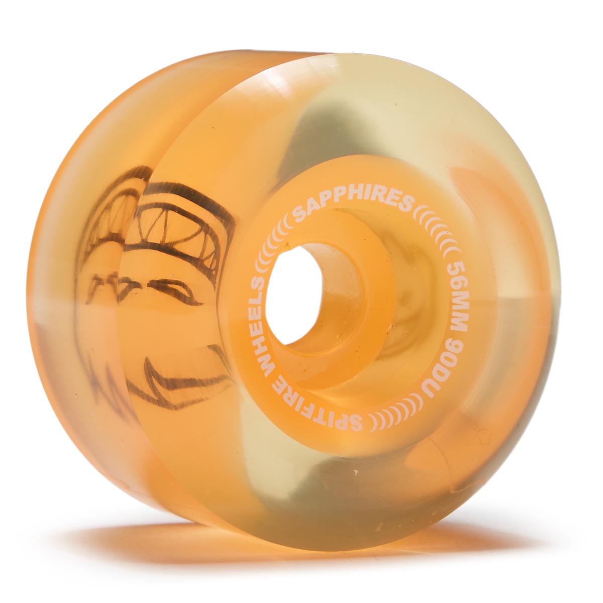 Spitfire 90d Sapphires Skateboard Wheels - Clear/Neon Orange - 56mm image 1