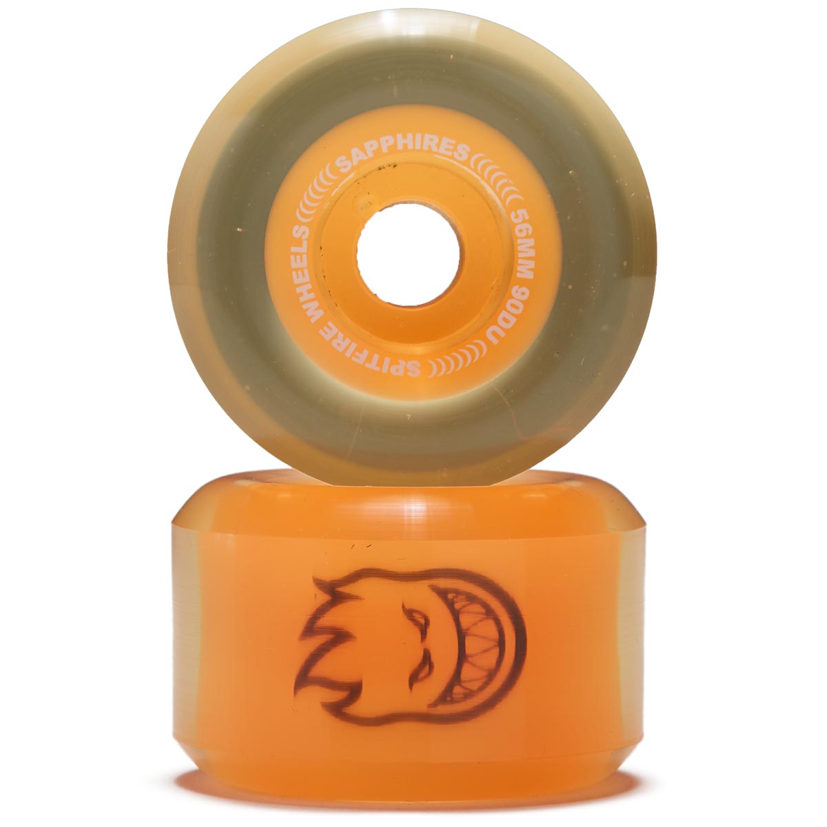 Spitfire 90d Sapphires Skateboard Wheels - Clear/Neon Orange - 56mm image 2