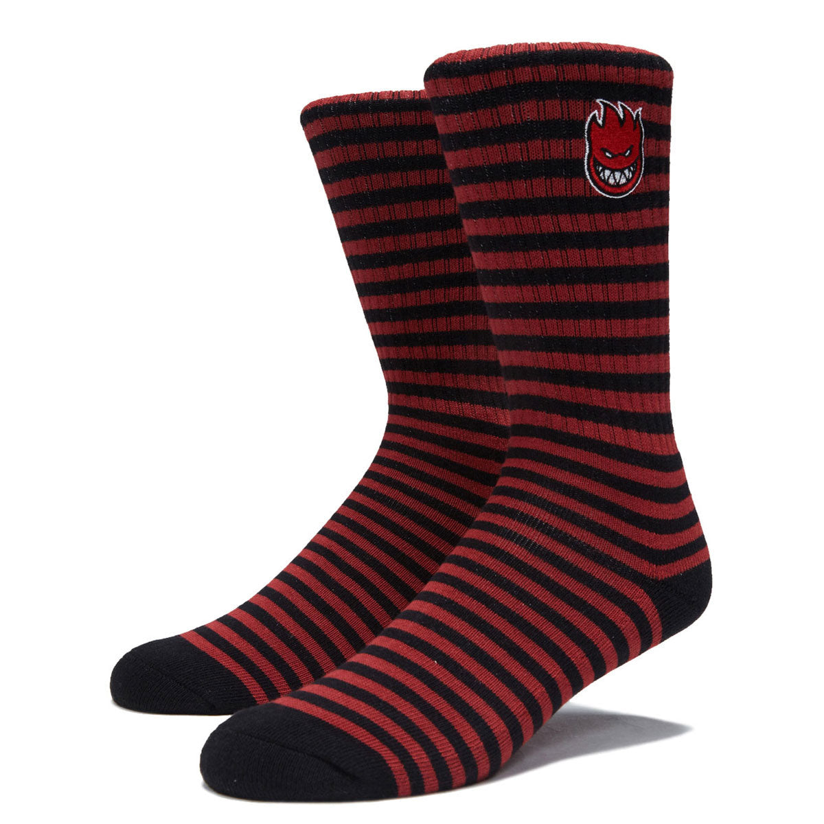 Spitfire Bighead Fill Emb Stripe Socks - Black/Dark Red image 1