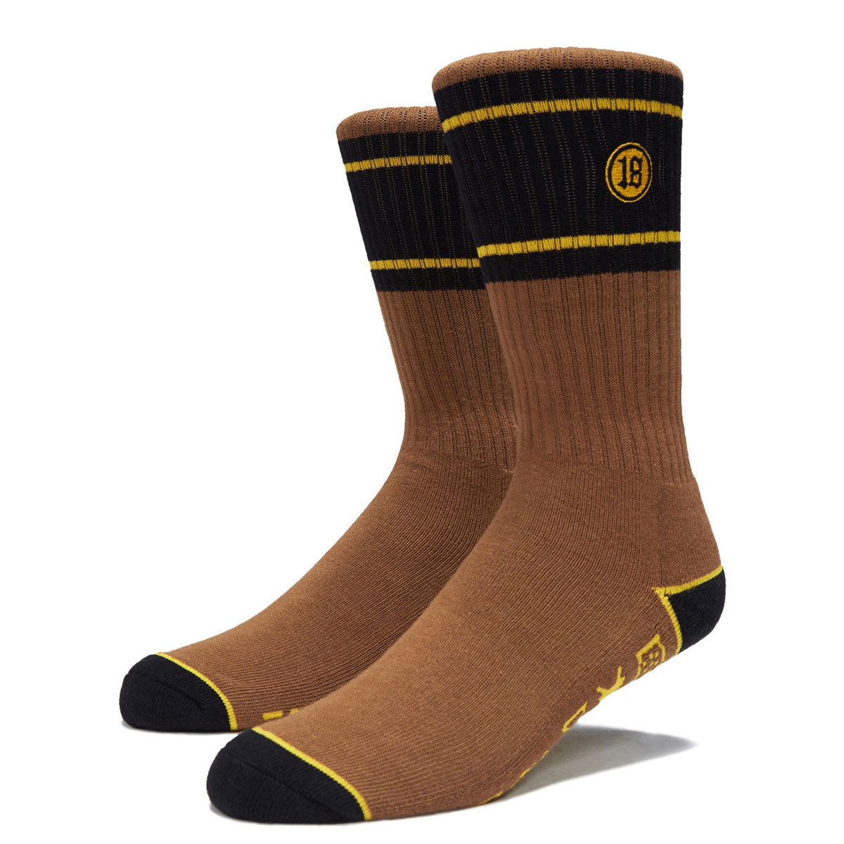 Anti-Hero Hecho Por Skate Emb Socks - Brown/Yellow/Black image 1