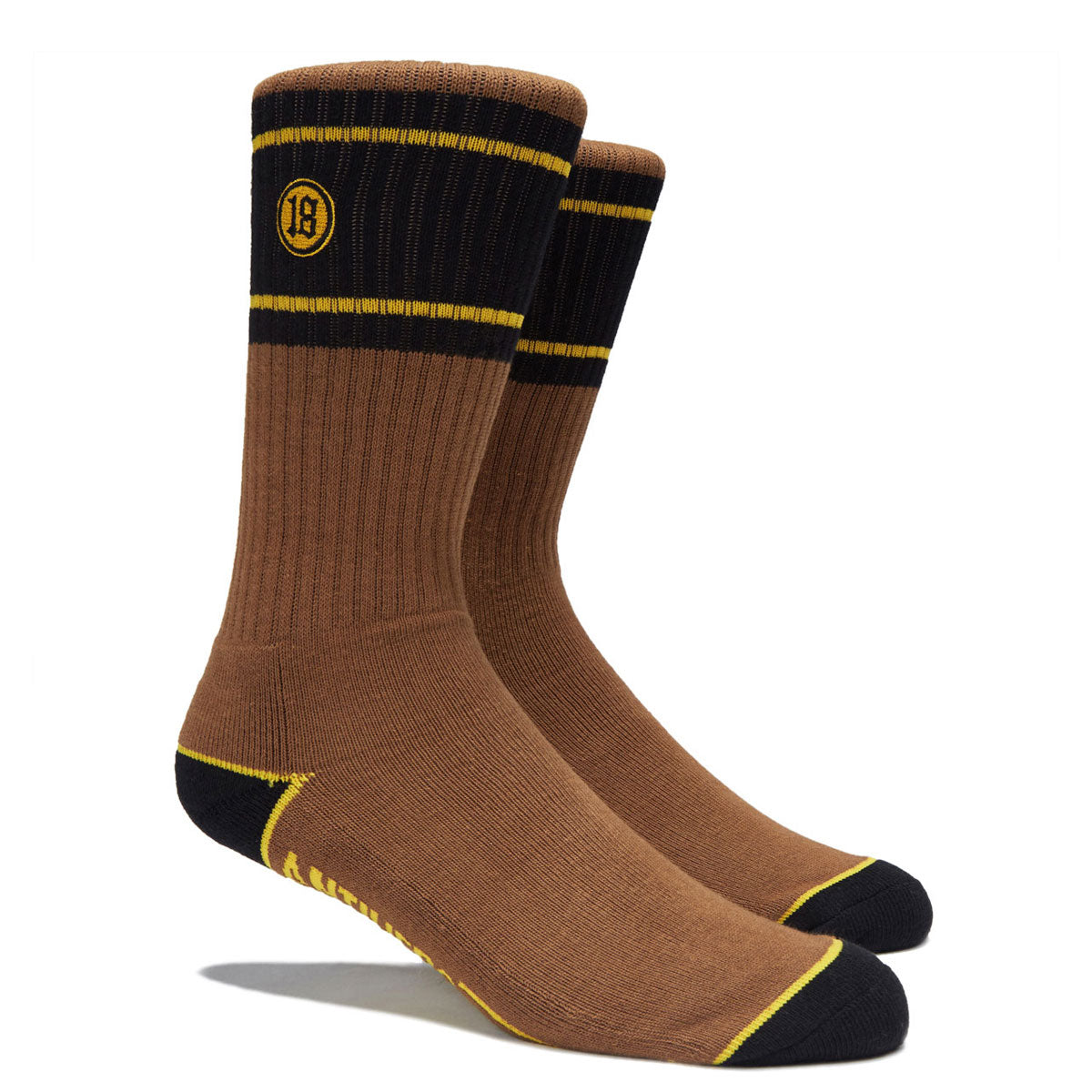 Anti-Hero Hecho Por Skate Emb Socks - Brown/Yellow/Black image 2