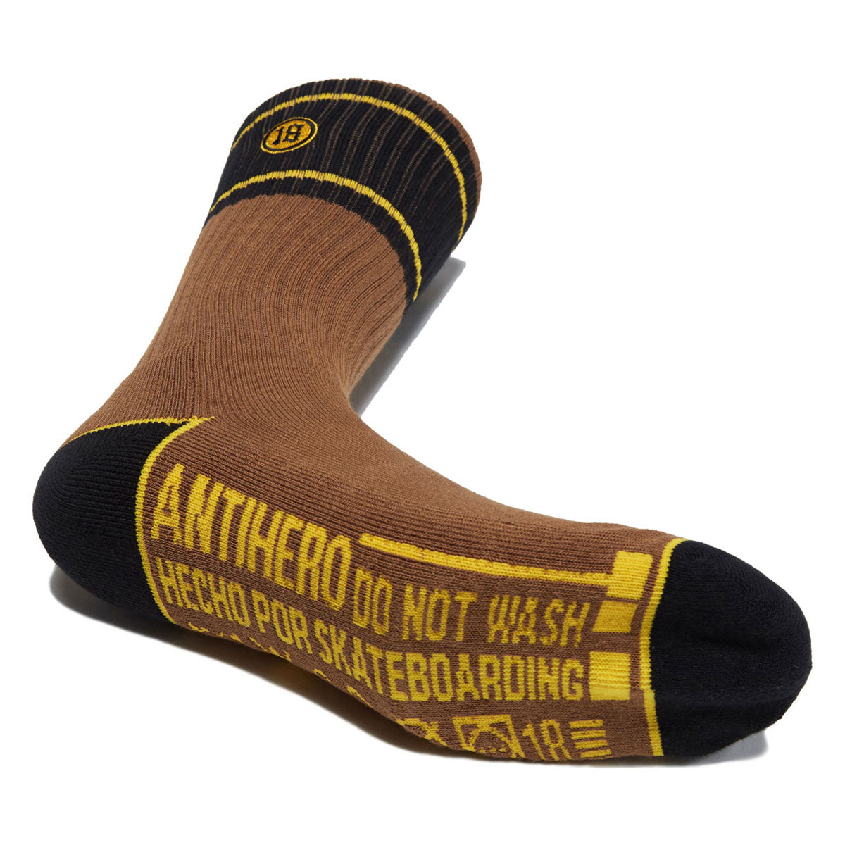 Anti-Hero Hecho Por Skate Emb Socks - Brown/Yellow/Black image 3