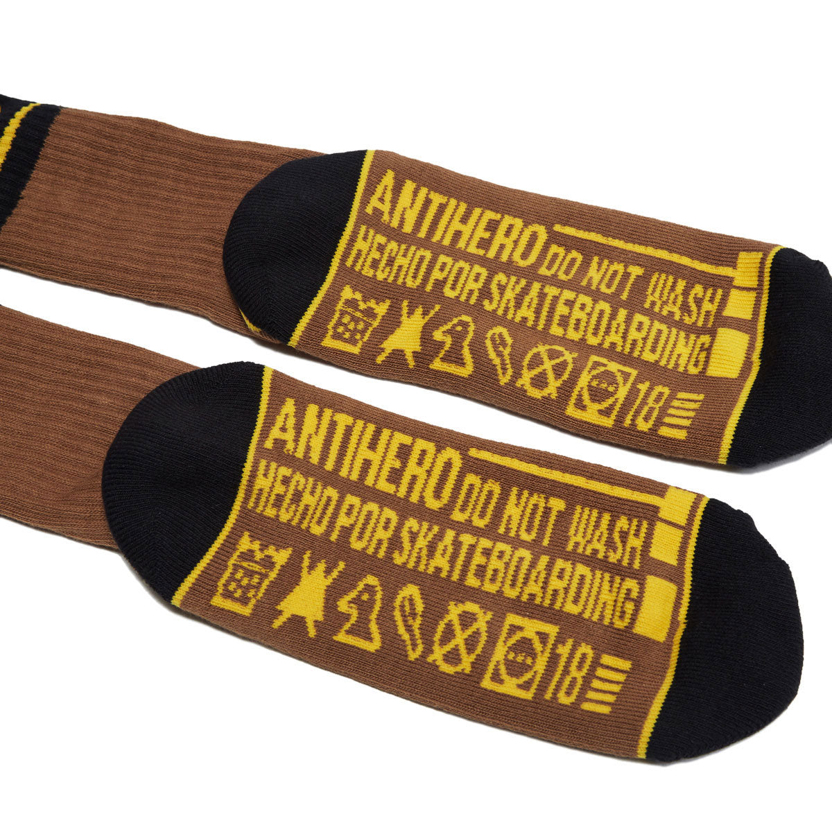 Anti-Hero Hecho Por Skate Emb Socks - Brown/Yellow/Black image 4