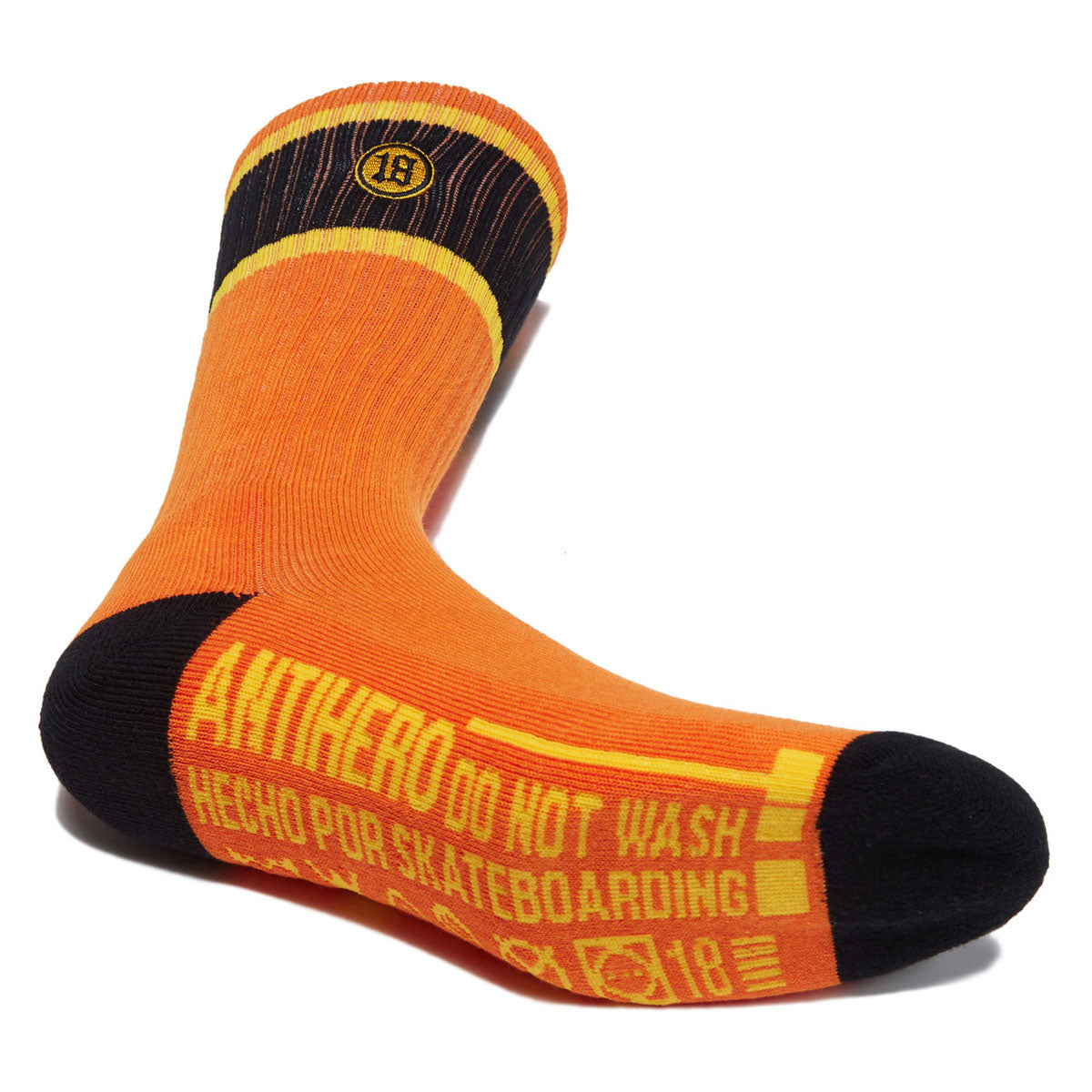Anti-Hero Hecho Por Skate Emb Socks - Orange/Yellow/Black image 3