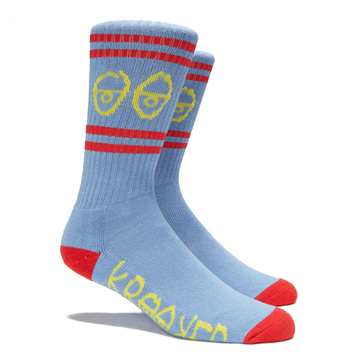 Krooked Eyes Socks - Light Blue/Red/Yellow image 2