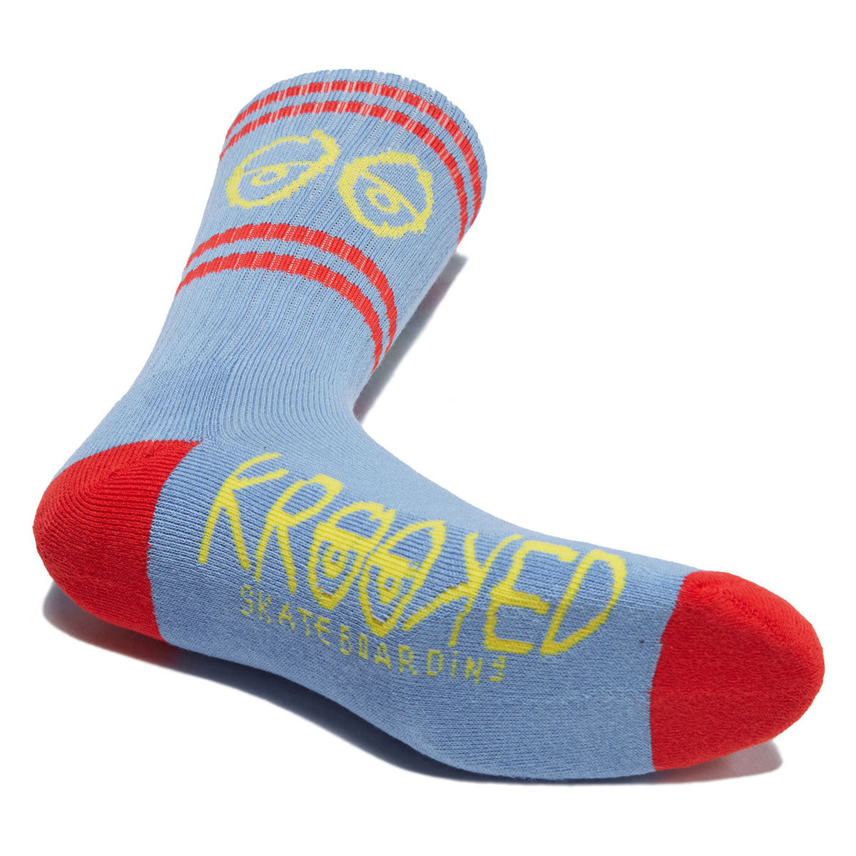Krooked Eyes Socks - Light Blue/Red/Yellow image 3