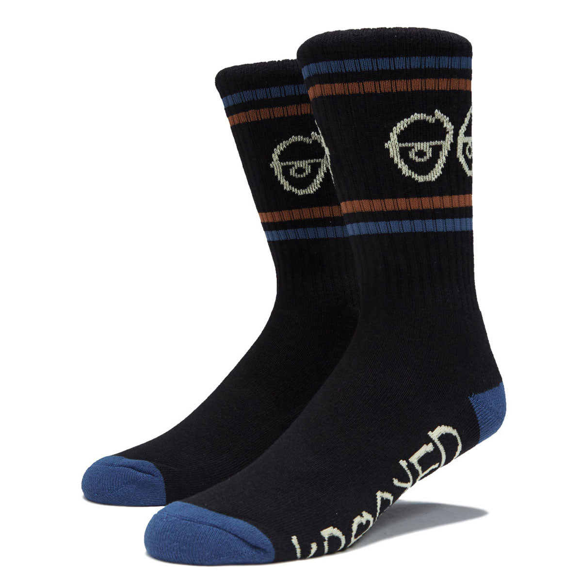 Krooked Eyes Socks - Black/Blue/Brown image 1