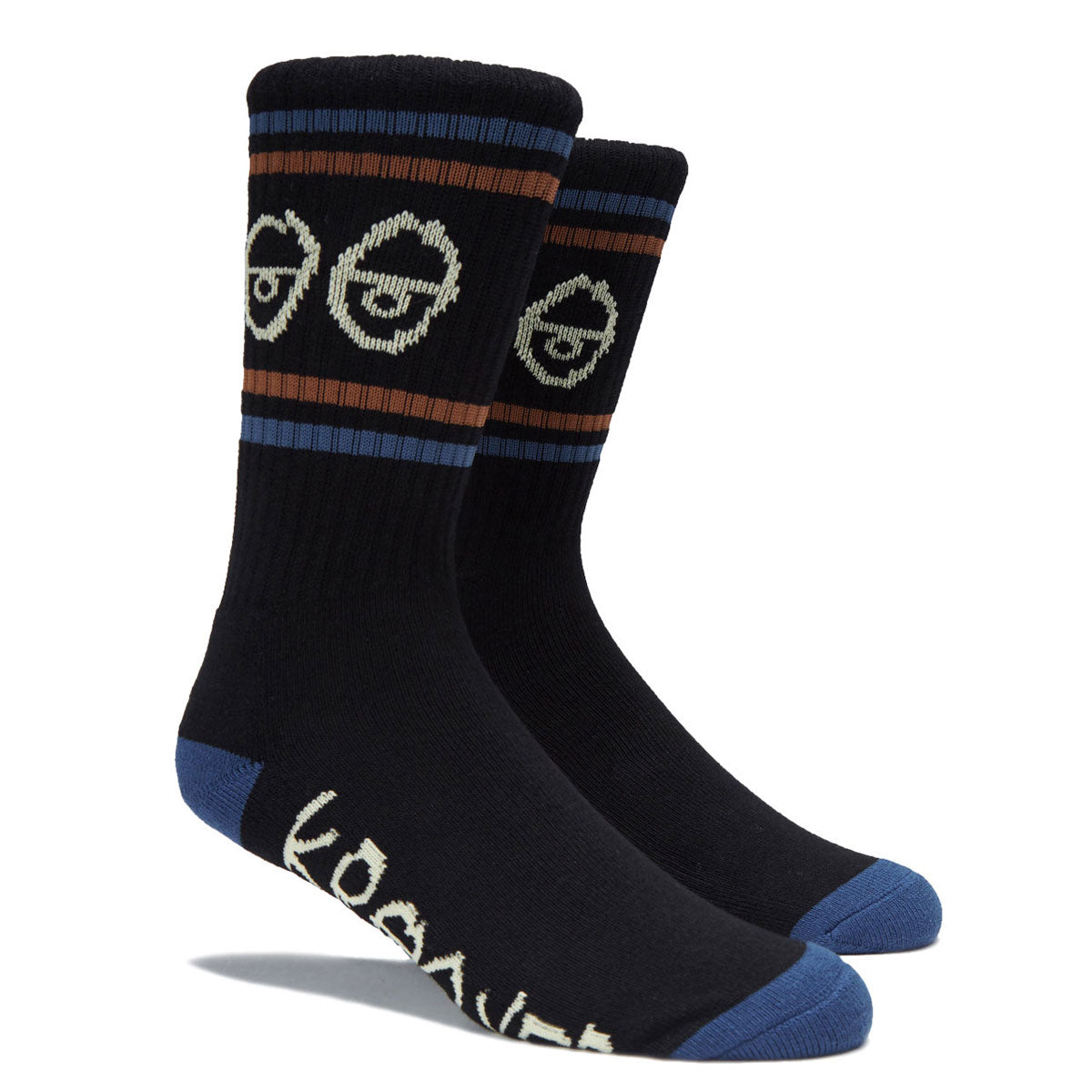 Krooked Eyes Socks - Black/Blue/Brown image 2
