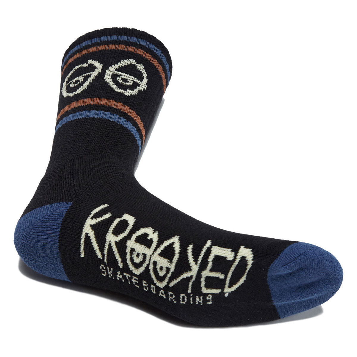 Krooked Eyes Socks - Black/Blue/Brown image 3