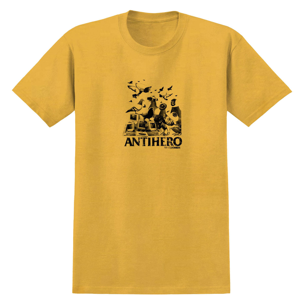 Anti-Hero Pigeon Intelligence T-Shirt - Heather Mustard/Black image 1