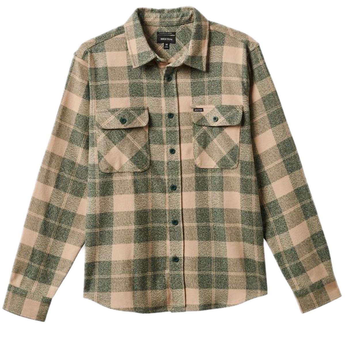 Brixton Bowery Stretch Water Resistant Flannel Shirt - Trekking Green/Oatmilk image 3