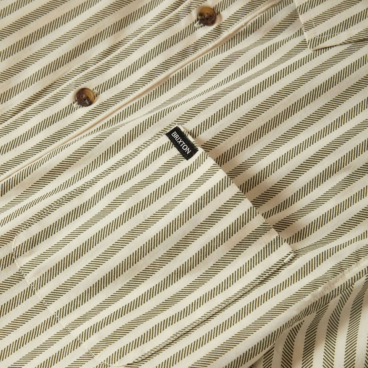 Brixton Charter Print Shirt - Whitecap/Ivy Green Stripe image 3