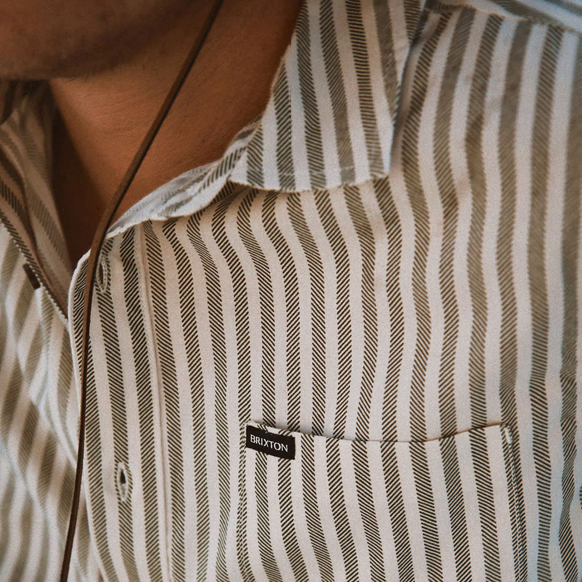 Brixton Charter Print Shirt - Whitecap/Ivy Green Stripe image 5