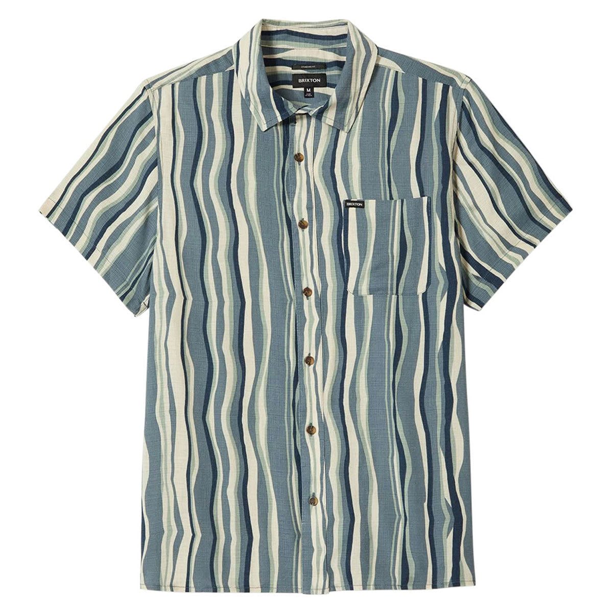 Brixton Cru Slub Shirt - Basalt Blue/Painterly Stripe image 1