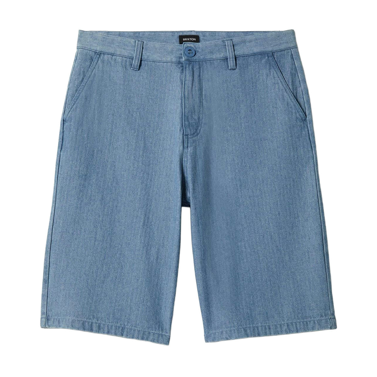 Brixton Choice Chino Baggy Shorts - Light Wash Denim Herringbone image 1