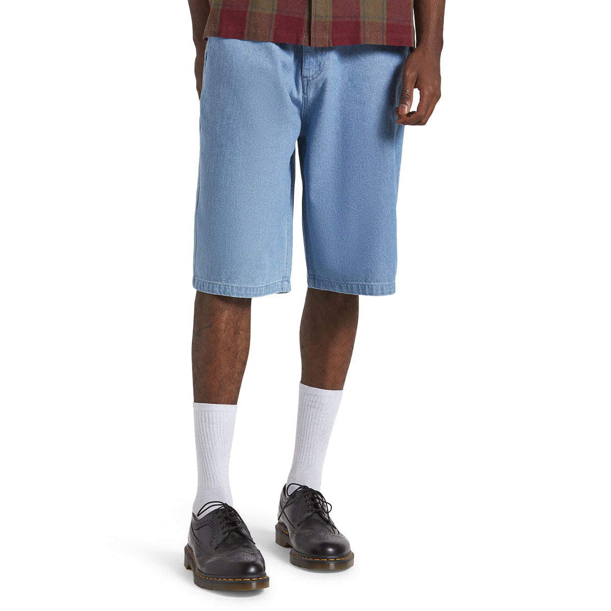 Brixton Choice Chino Baggy Shorts - Light Wash Denim Herringbone image 2