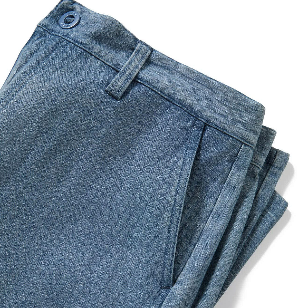 Brixton Choice Chino Baggy Shorts - Light Wash Denim Herringbone image 4