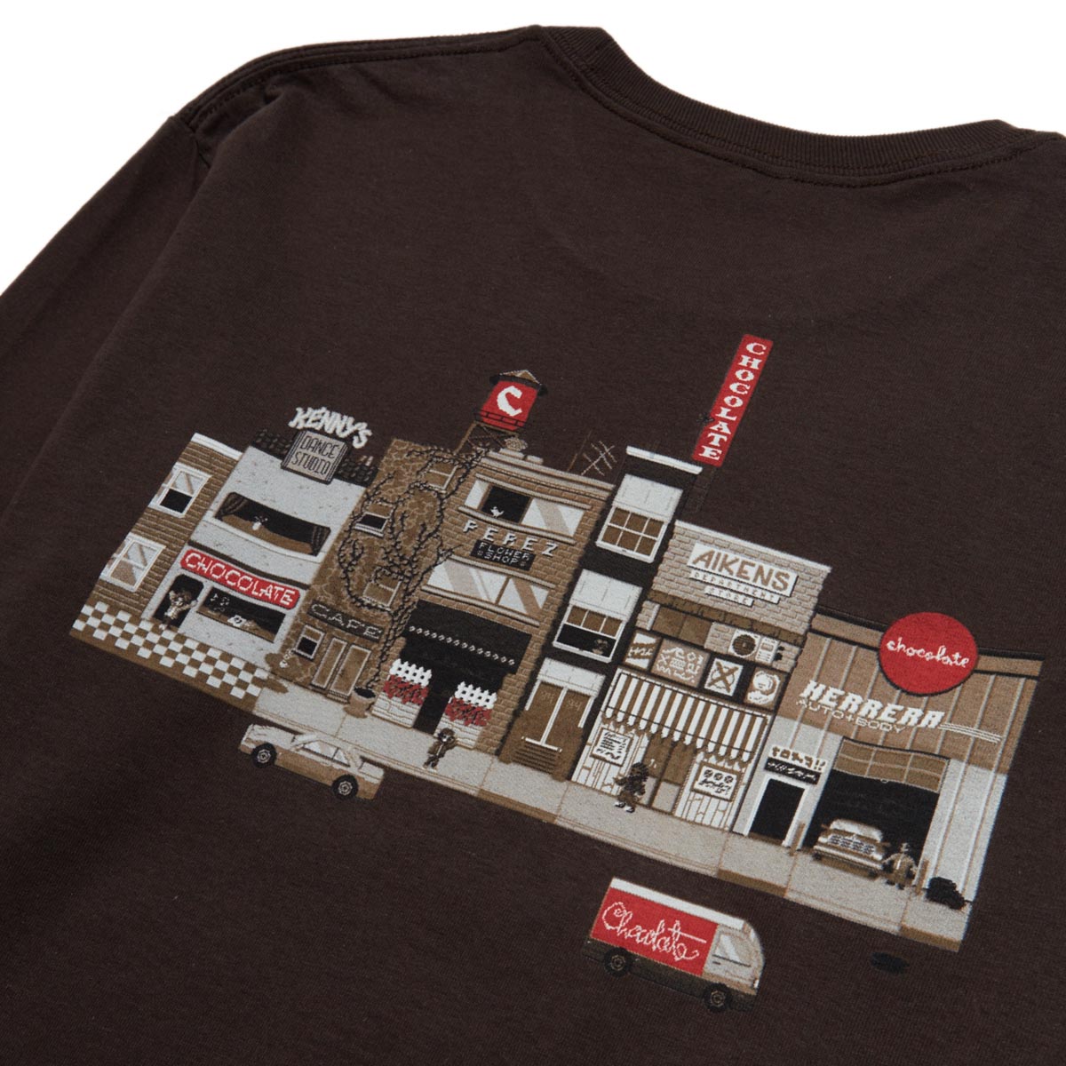 Chocolate Pixel City Long Sleeve T-Shirt - Brown image 3