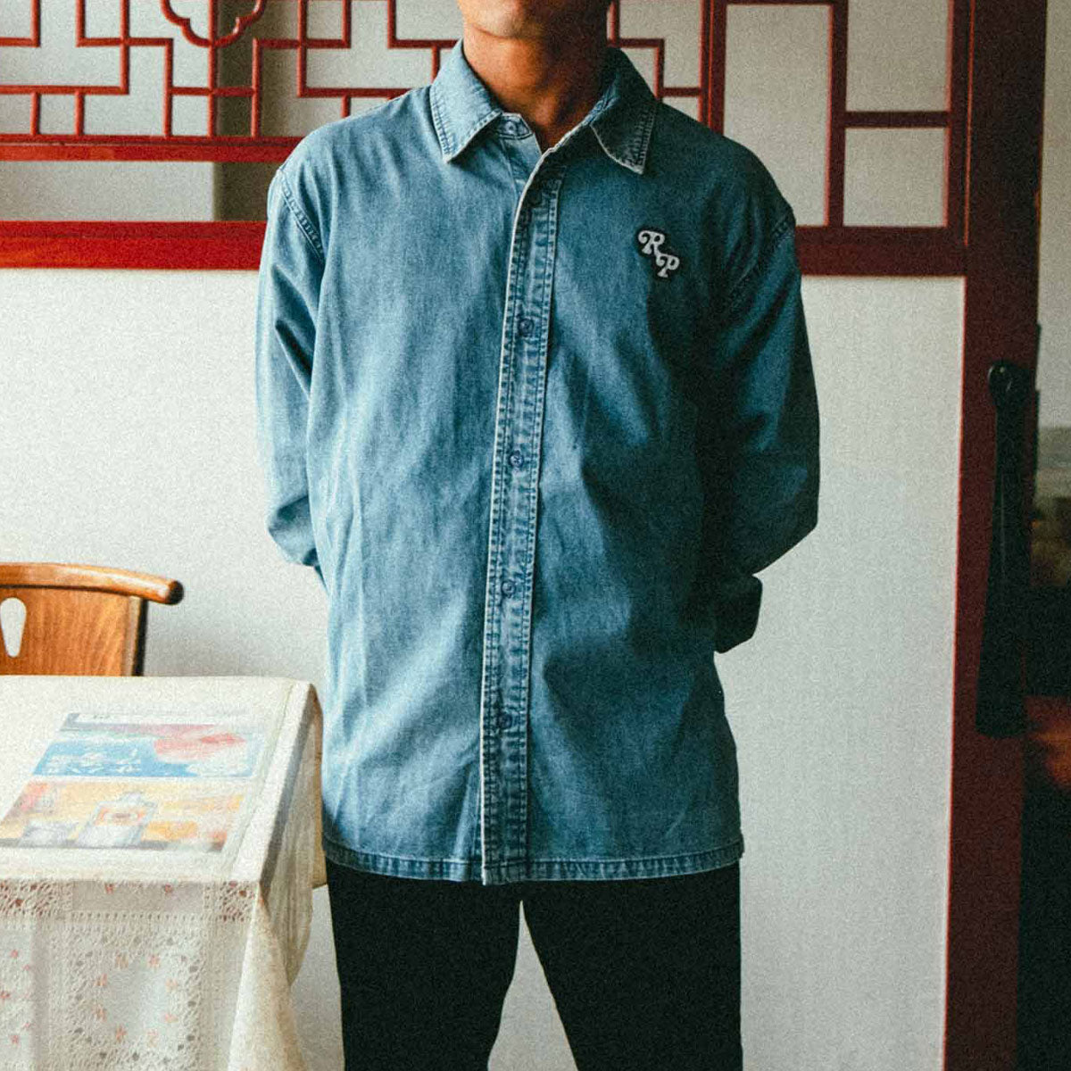 Rivvia VV Denim Long Sleeve Shirt - Blue Wash image 3