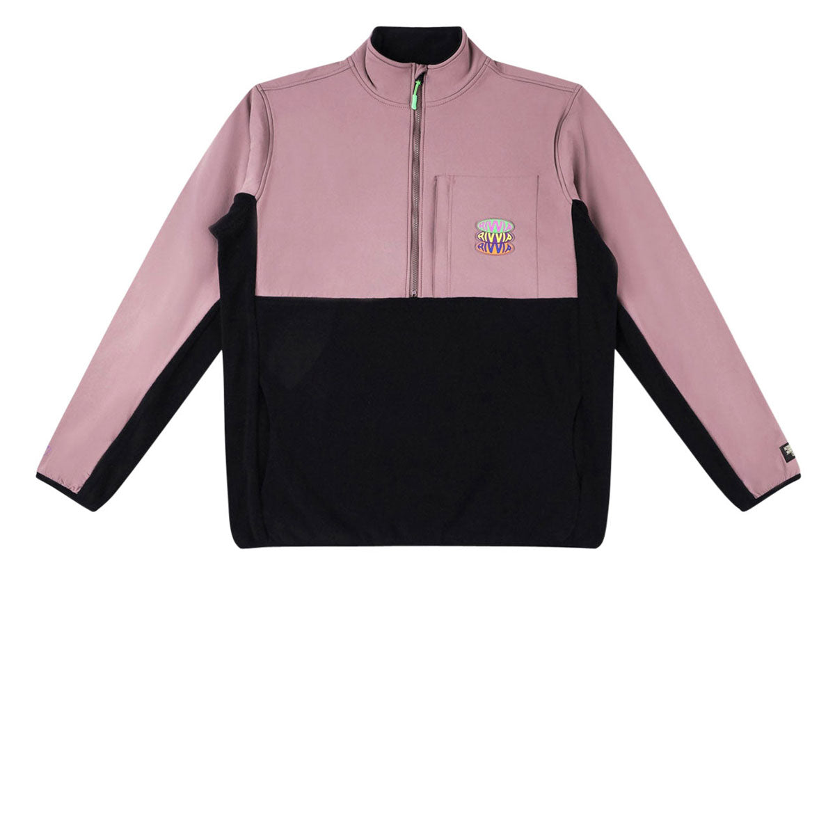 Rivvia Pop Repeat 1/2 Zip Polar Fleece Sweatshirt - Black/Pale Plum image 1