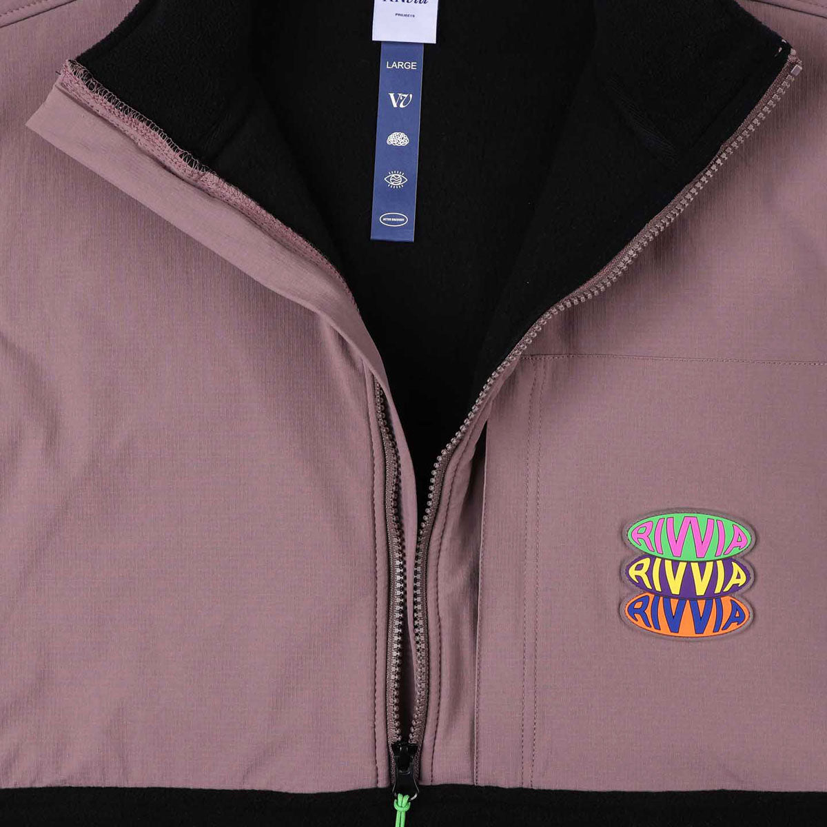 Rivvia Pop Repeat 1/2 Zip Polar Fleece Sweatshirt - Black/Pale Plum image 3