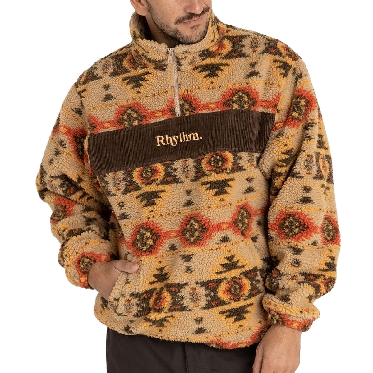 Rhythm High Noon Quarter Zip Sweatshirt - Tan image 1
