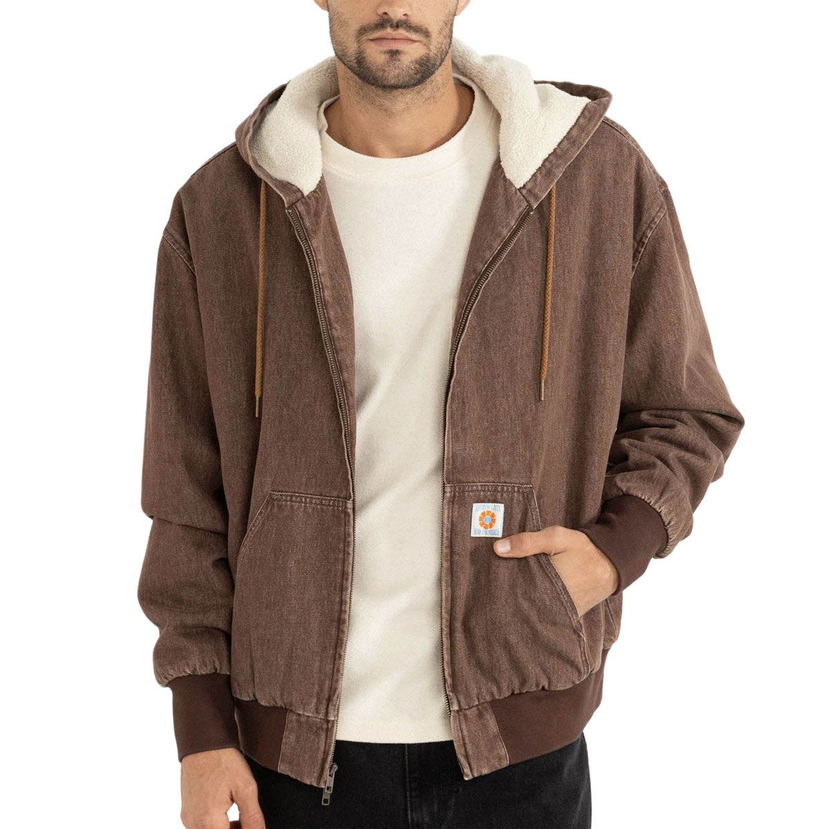 Rhythm Insulated Denim Work Jacket - Washed Brown image 1