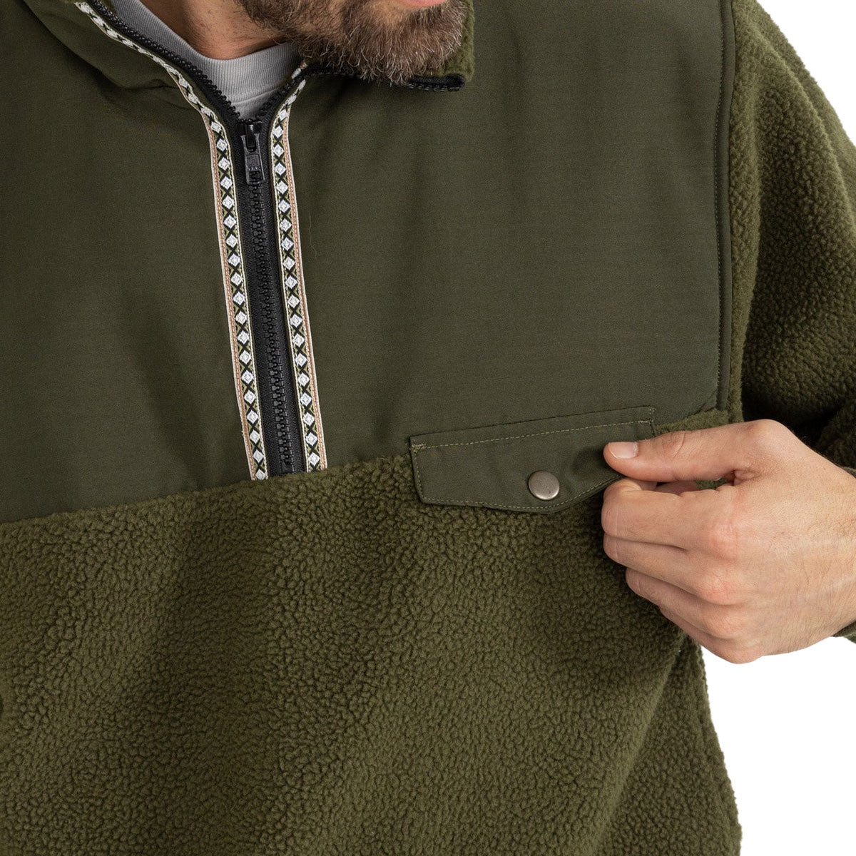 Rhythm Pfeiffer Sherpa Fleece Sweatshirt - Olive image 3