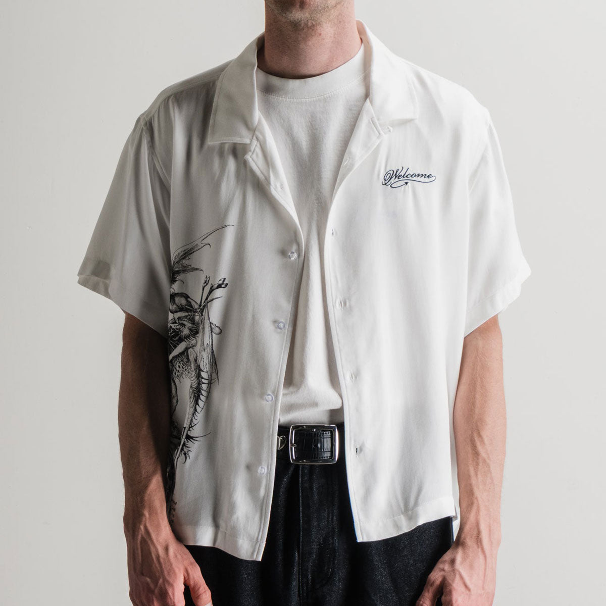 Welcome Torment Printed Linen Shirt - White image 5