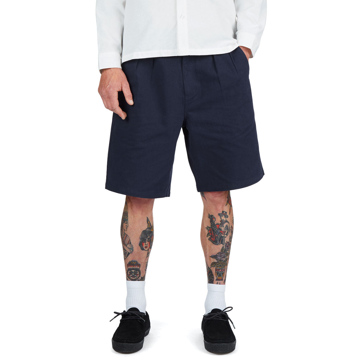 CCS Pleated Chino Shorts - Navy image 1