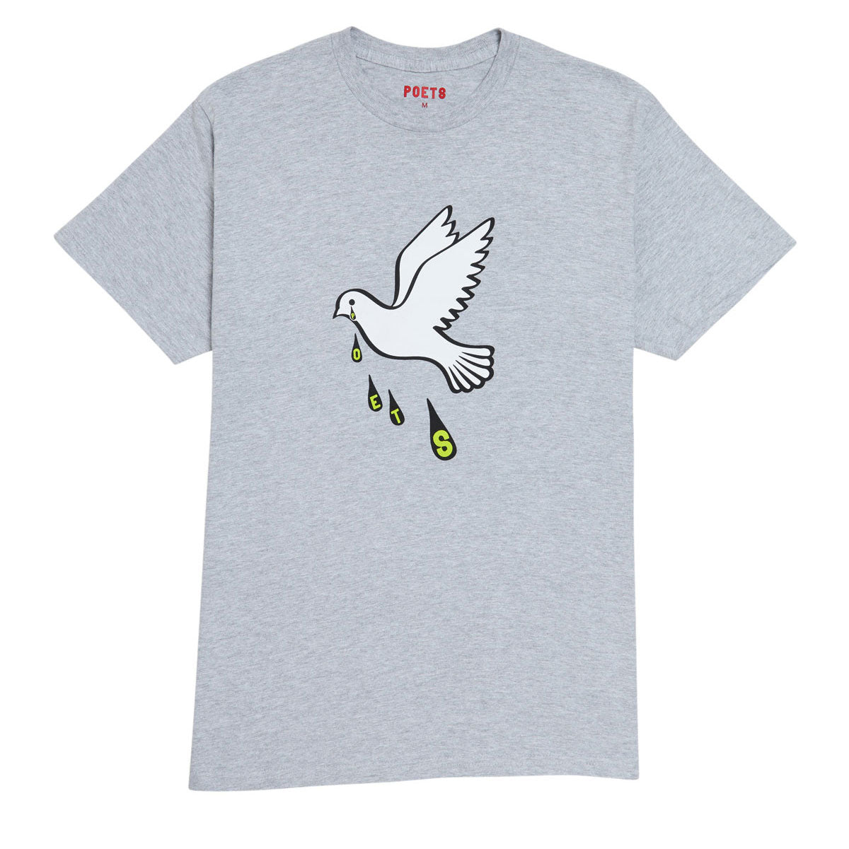 Poets Message Dove Screened T-Shirt - Graphite Grey image 1