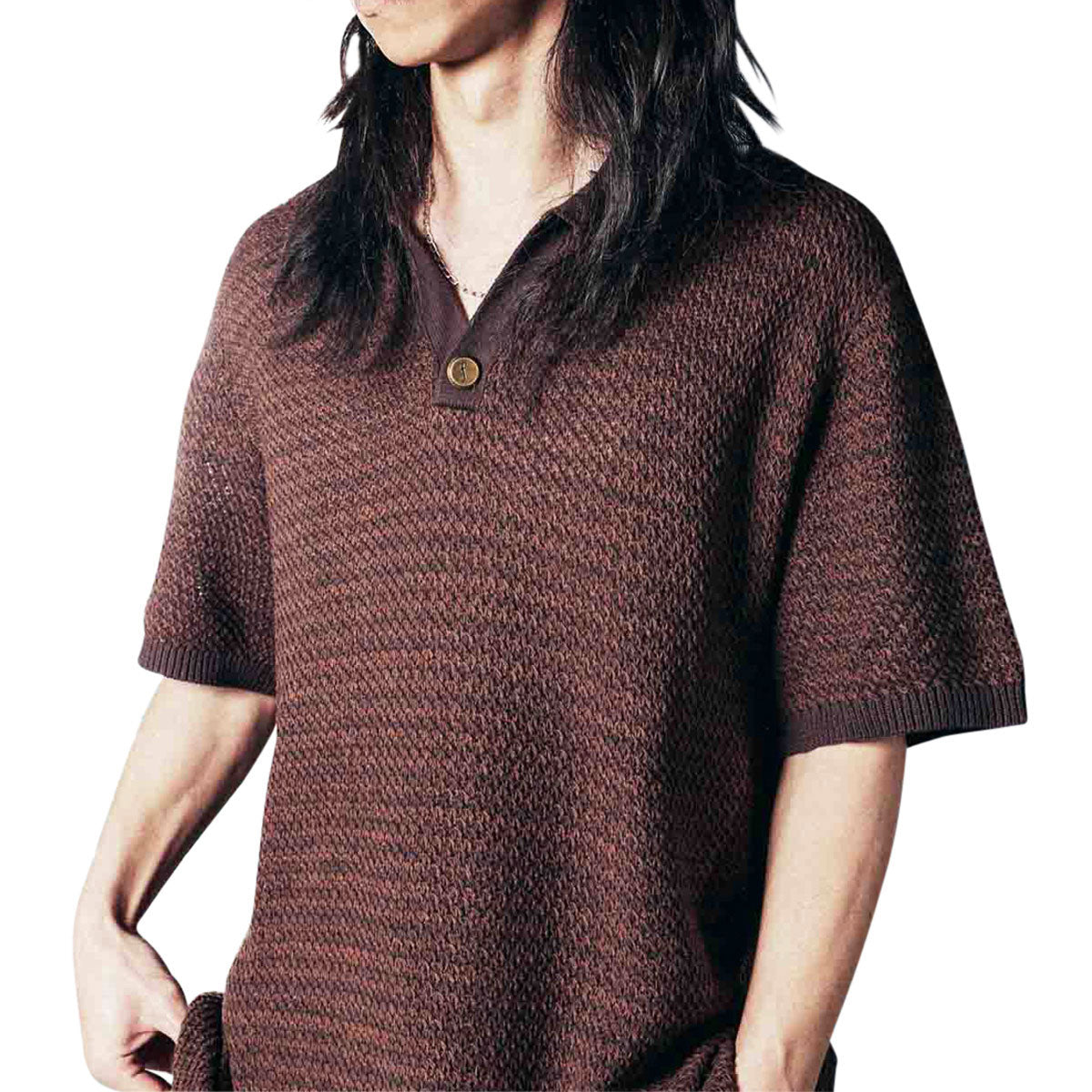 Former AG Open Collar Polo Shirt - Copper image 5