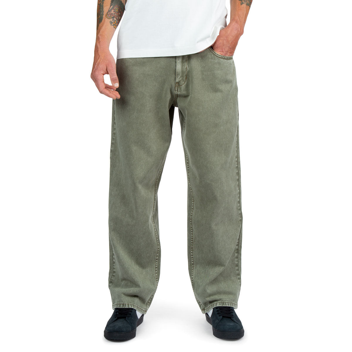 CCS Baggy Straight Denim Jeans - Faded Olive image 1