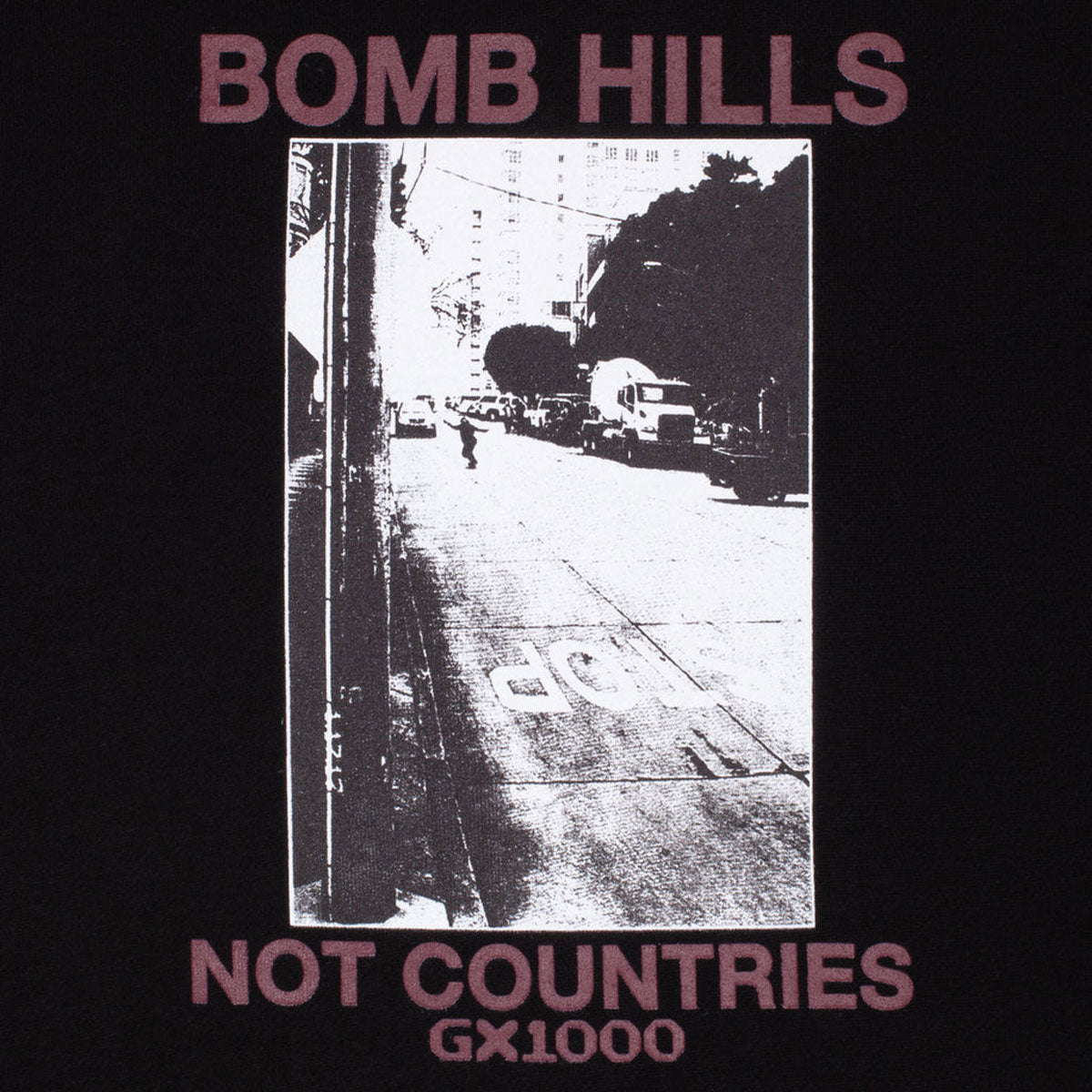 GX1000 Bomb Hills Not Countries Hoodie - Black/Burgundy Font image 2