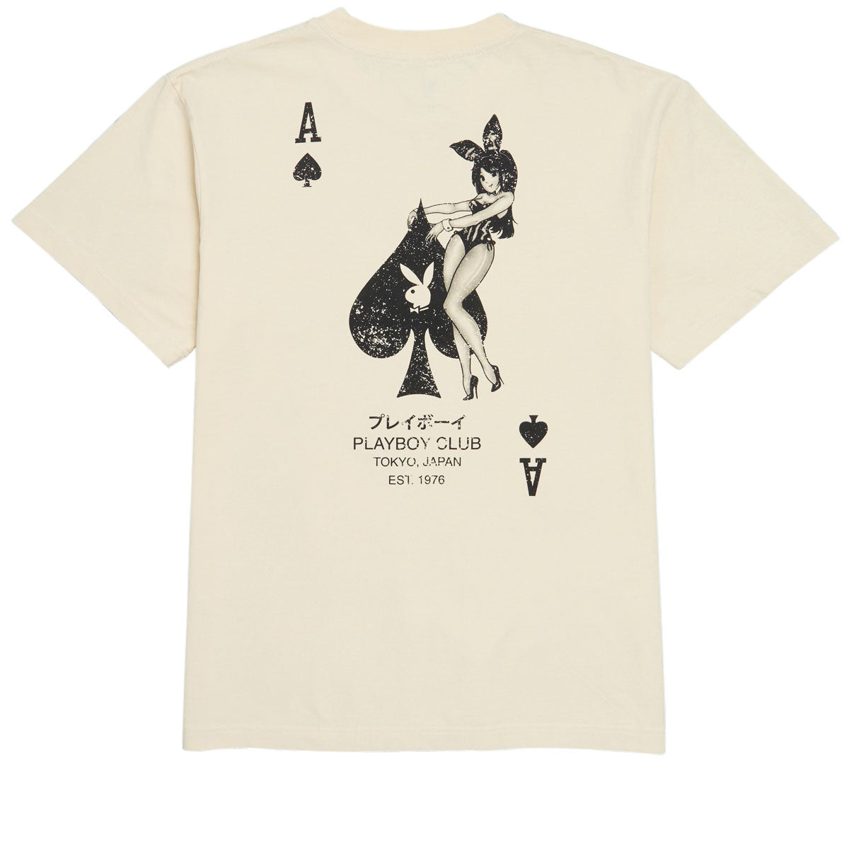 Color Bars x Playboy Ace of Spades Distressed T-Shirt - Off White image 1