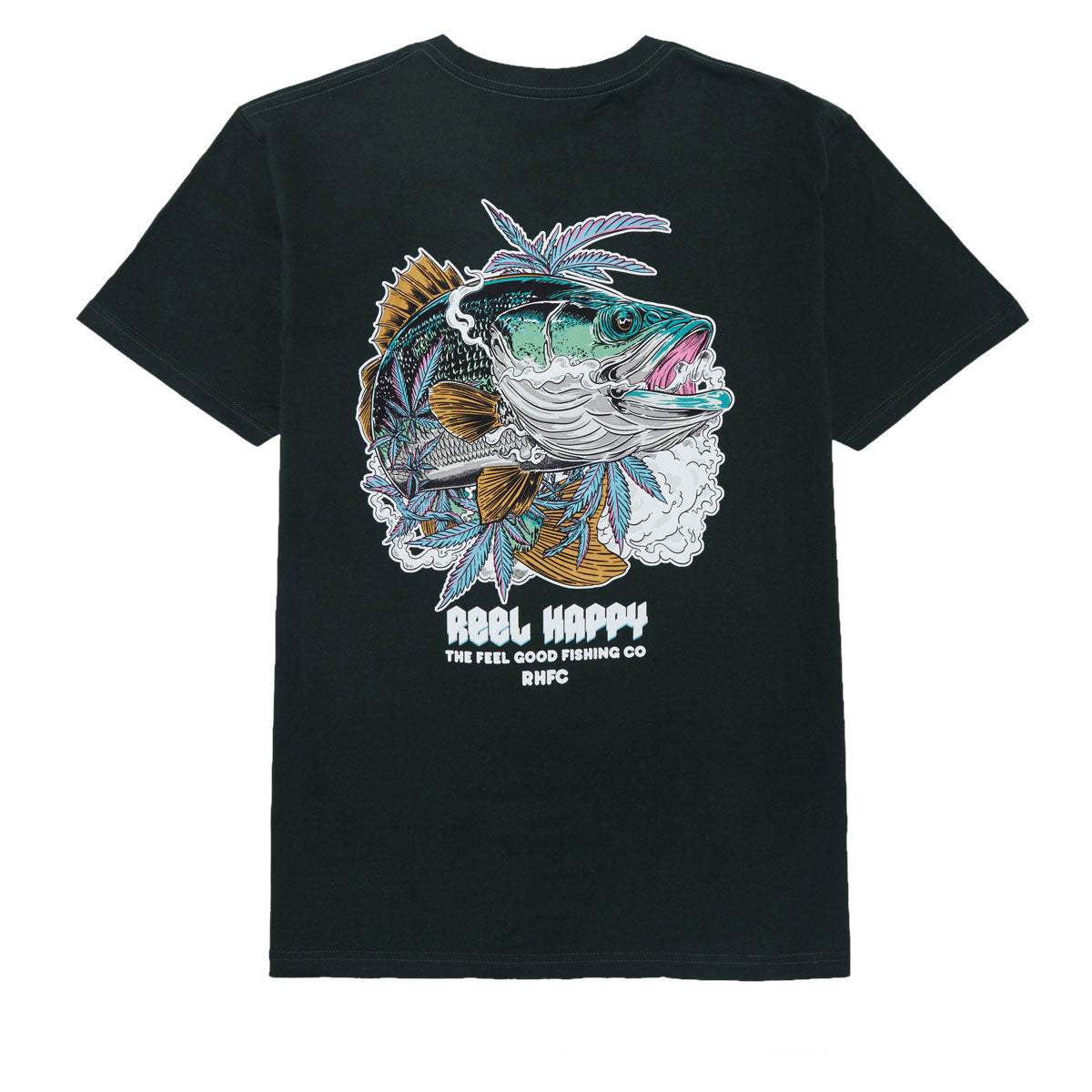 Reel Happy Smokey Vibes T-Shirt - Forest Green image 1