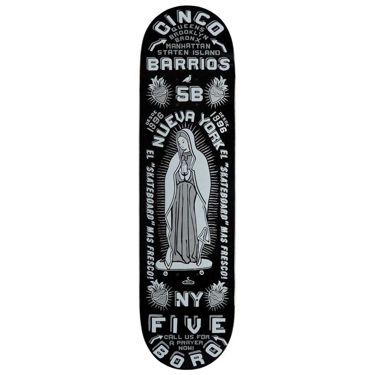 5Boro Cinco Barrios Skateboard Deck - Black - 8.25