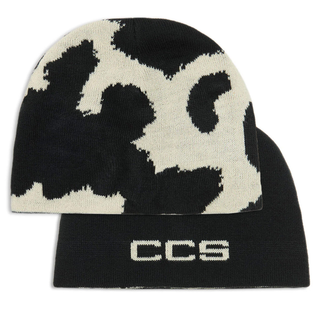 CCS Reversible Cow Skully Beanie - Black/Natural image 1