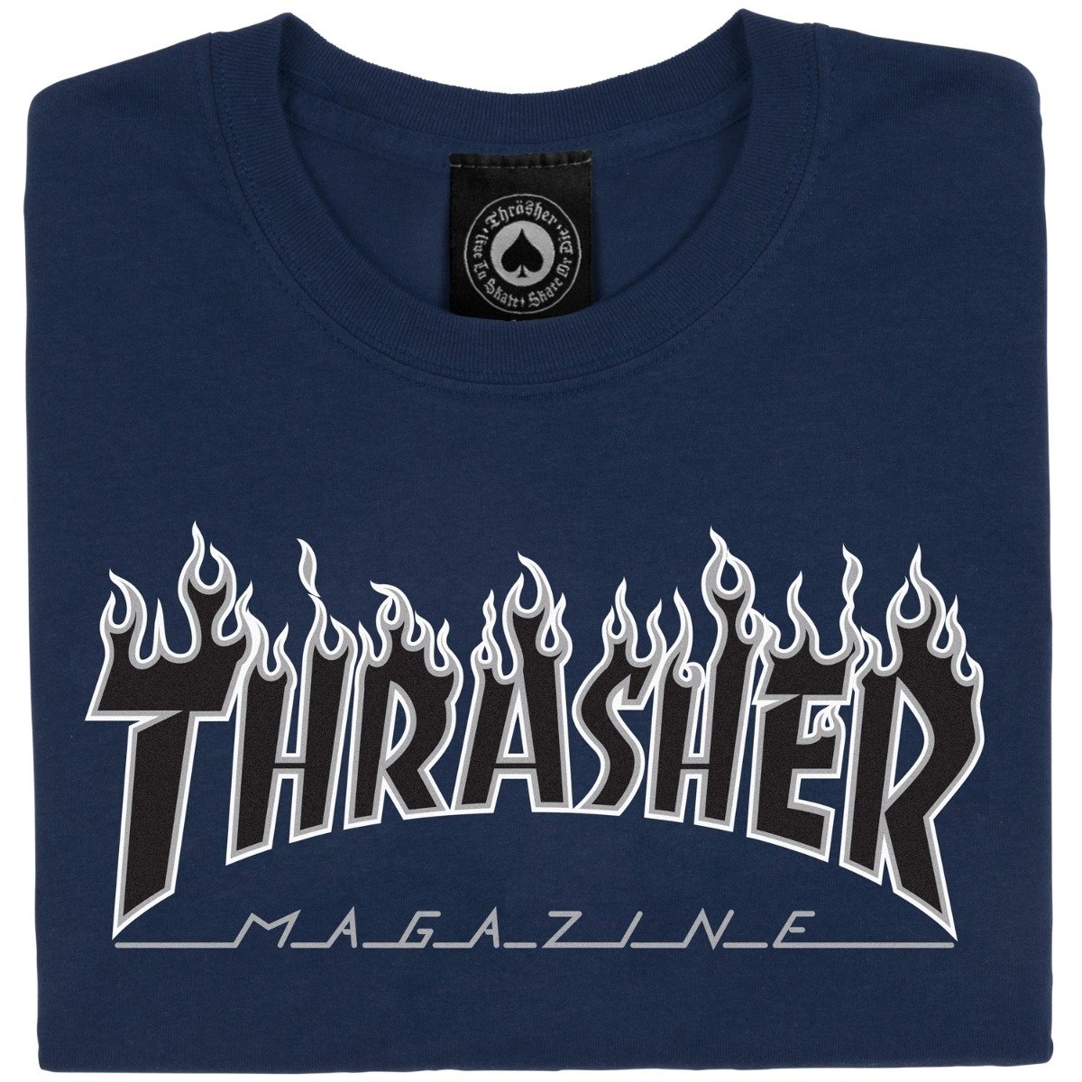 Thrasher Flame Logo T-Shirt - Navy/Black image 2