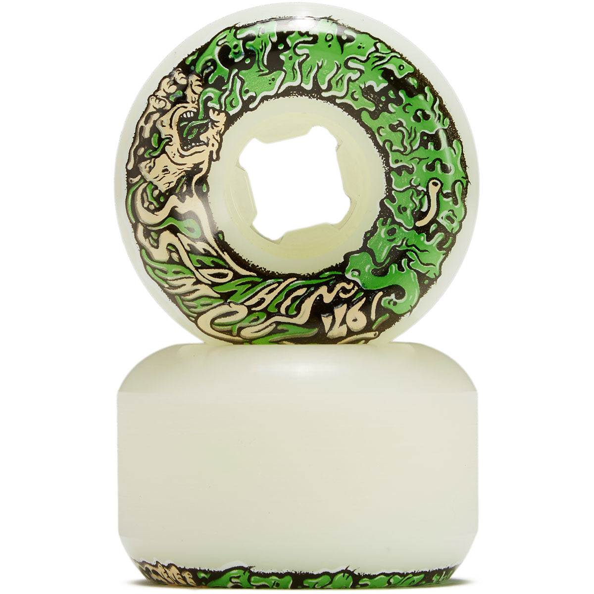 Slime Balls Vomit Mini II 97a Skateboard Wheels - White/Green - 54mm image 2