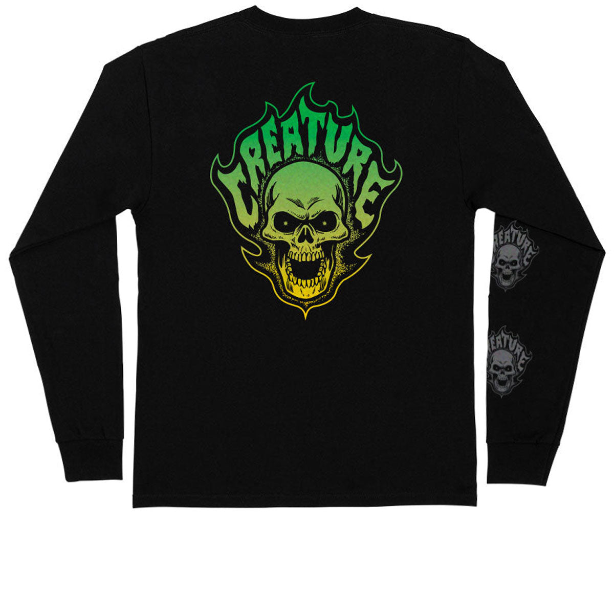 Creature Bonehead Flame Long Sleeve T-Shirt - Black image 2