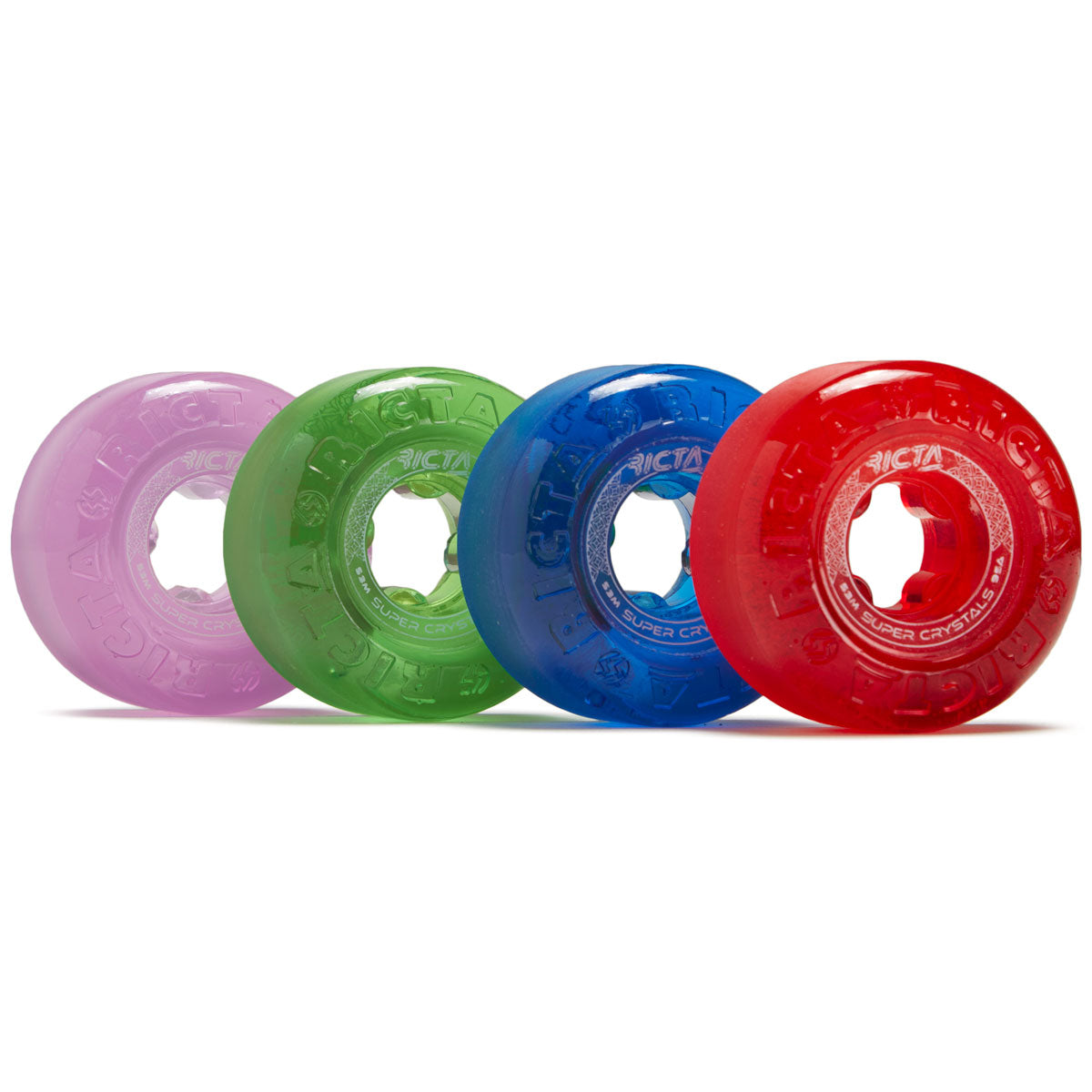 Ricta Super Crystals 95a Skateboard Wheels - Trans Purple/Green/Blue/Red - 53mm image 1