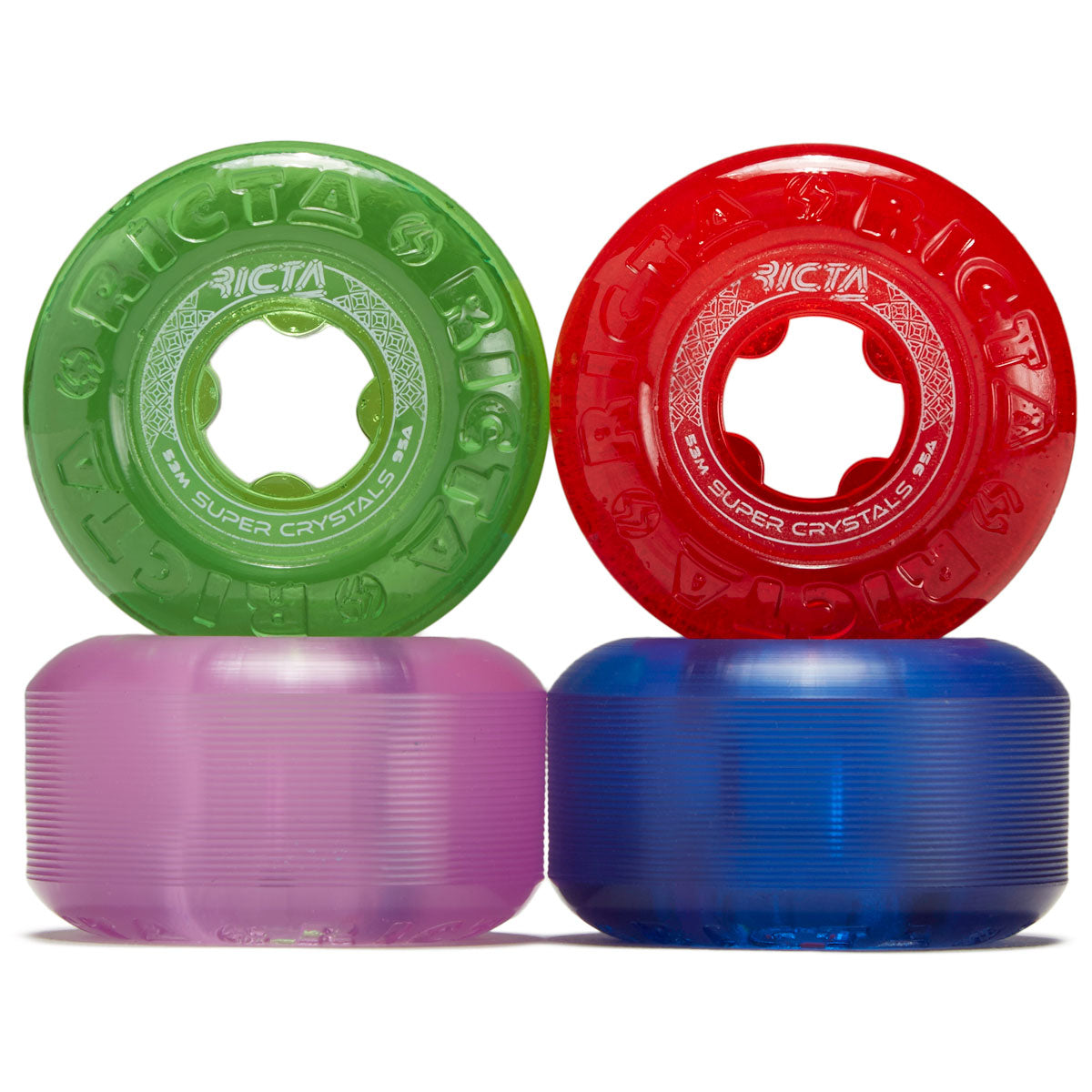 Ricta Super Crystals 95a Skateboard Wheels - Trans Purple/Green/Blue/Red - 53mm image 2