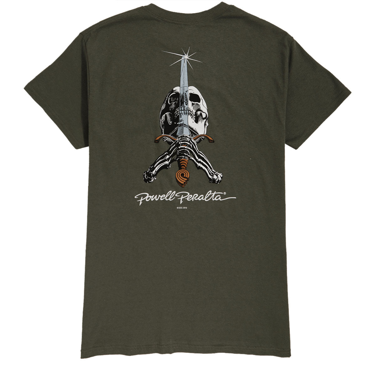 Powell-Peralta Skull And Sword T-Shirt - Military Green II image 1